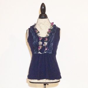 Anthropologie Deletta Ruffle front Sleeveless Top